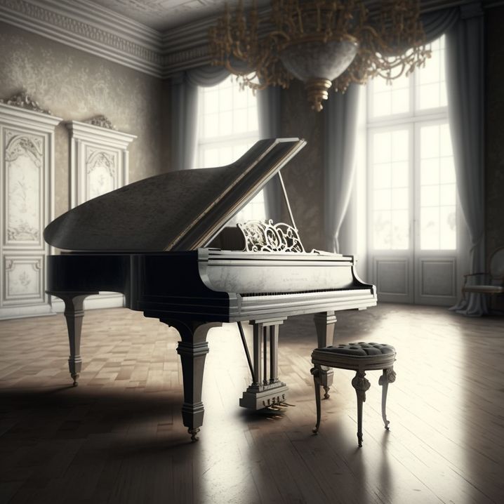 Piano dans une salle de danse classique