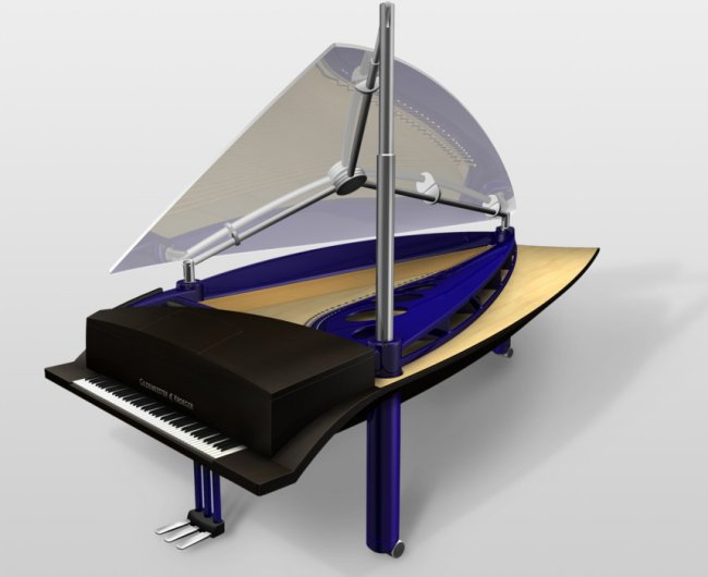 Piano Klavins blue metallic, model 408