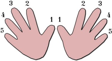 Numérotation des doigts de la main pour les pianistes
